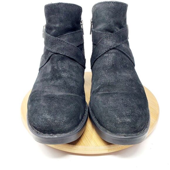 Born Ankle Boots Womens 9 Trinculo Black Suede Comfort Buckle Strap Moto Bootie - Picture 3 of 12